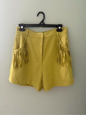Molly Green Fringed High-Waist Women's Shorts - Lime Green